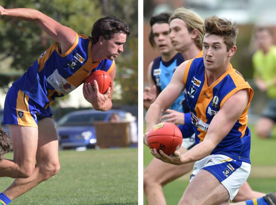 SEASONS OVER: Golden Square's Adam Baird and Braydon Welsh won't play any further part in the BFNL finals series after their suspensions.