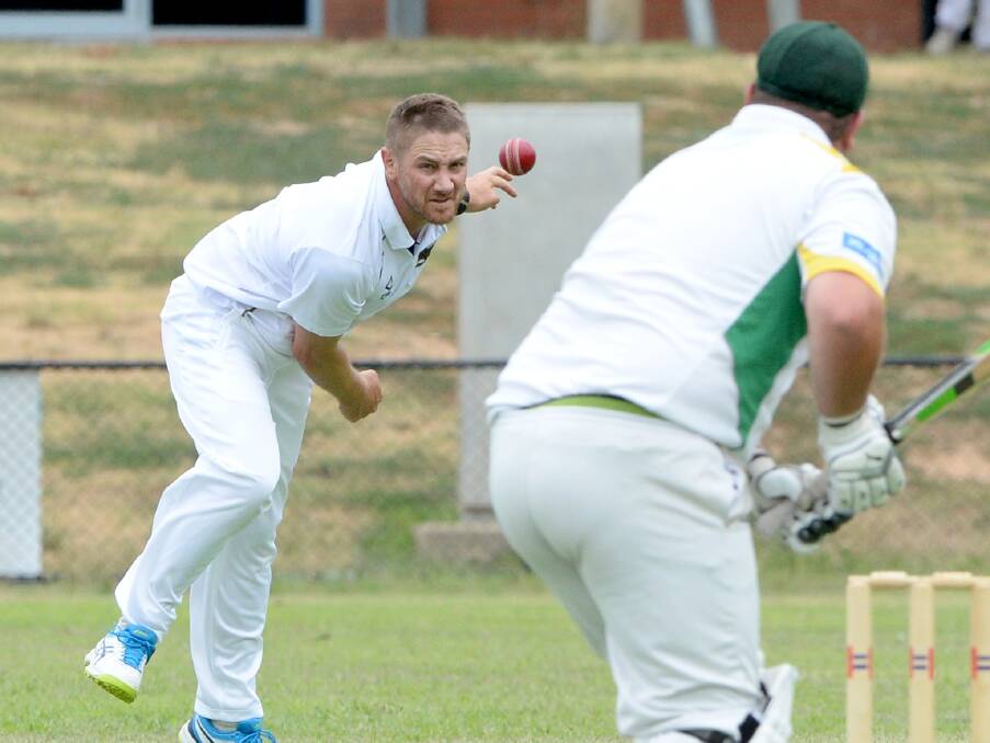 SEAM UP: Sedgwick's Quinton Bentley bowls against Spring Gully on Saturday. Bentley finished with 1-57 off 12 overs.