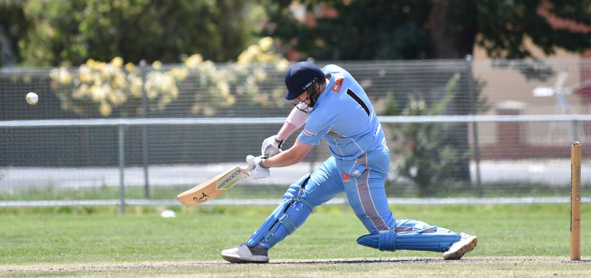 WHACK: Sam Johnston struck five sixes in his 63 n.o. for Strathdale-Maristians against Sandhurst at Weeroona Oval on Saturday. Pictures: GLENN DANIELS