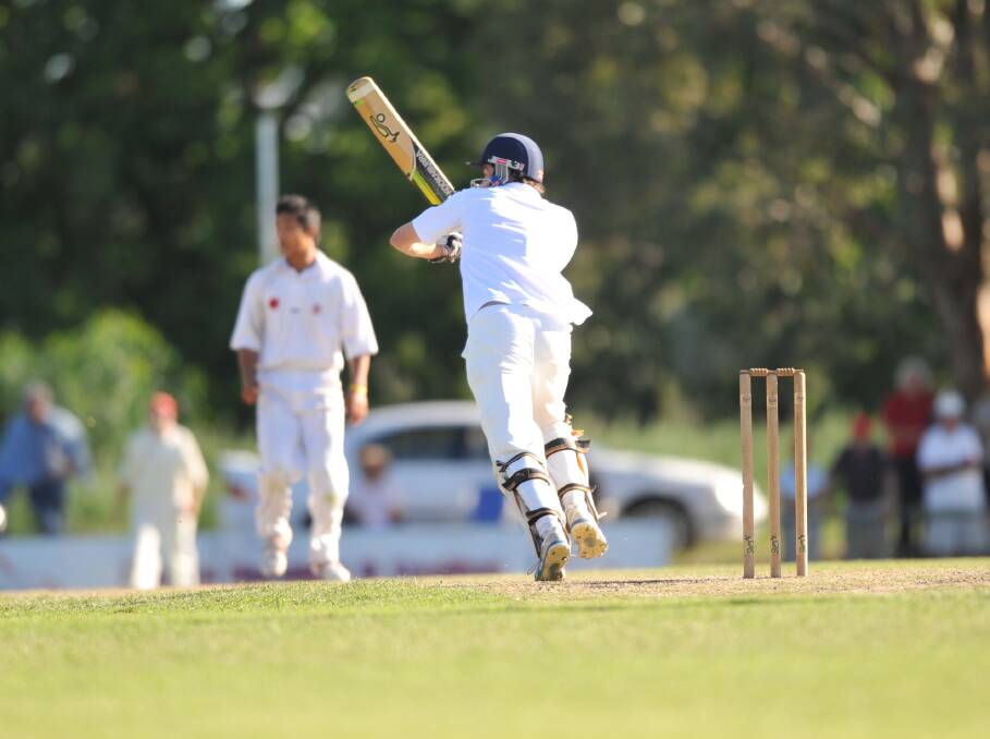 DOWN TO THE WIRE: Strathdale-Maristians' Jacob DeAraugo hits the final ball of the 2009-10 grand final to mid-wicket for two off Miggy Podosky.