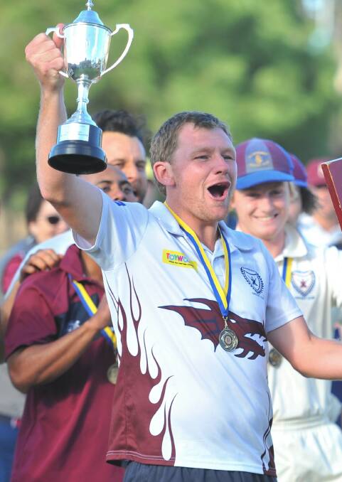 THE DROUGHT IS OVER: Sandhurst's Taylor Beard after the Dragons won their first BDCA premiership for 39 years in 2018. Picture: LUKE WEST