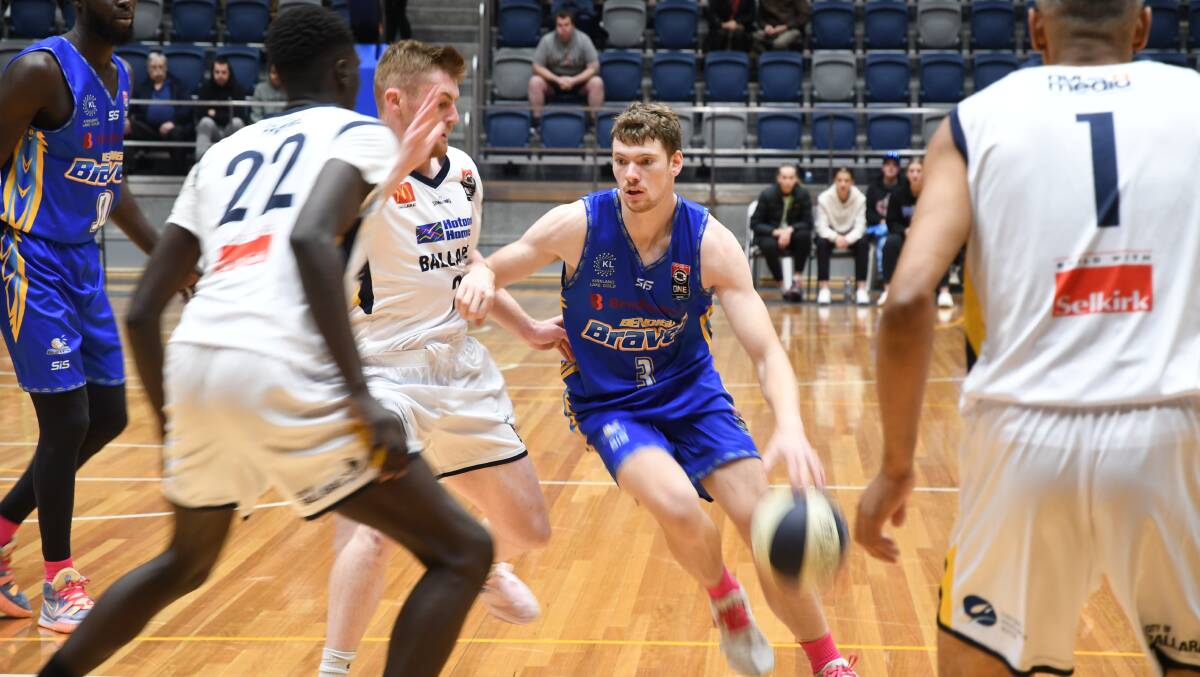 ON THE ATTACK: Jake Lloyd, who scored 25 points, drives to the basket against Ballarat on Saturday night. Picture: LUKE WEST