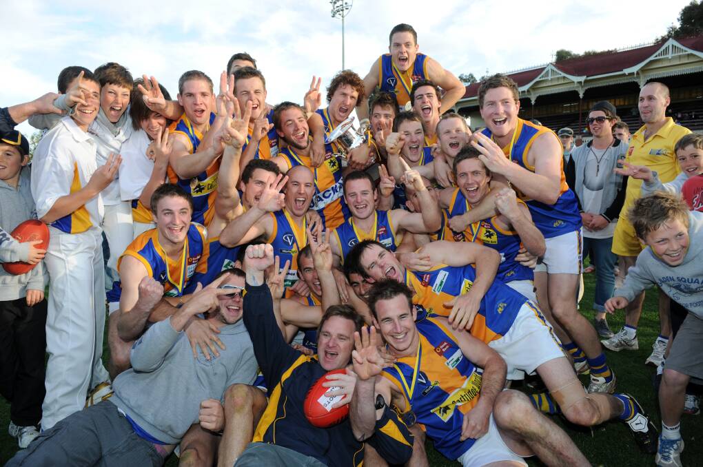 STAR STUDDED: Golden Square's 2011 premiership team. The Bulldogs demolished Eaglehawk by 135 points in the grand final.