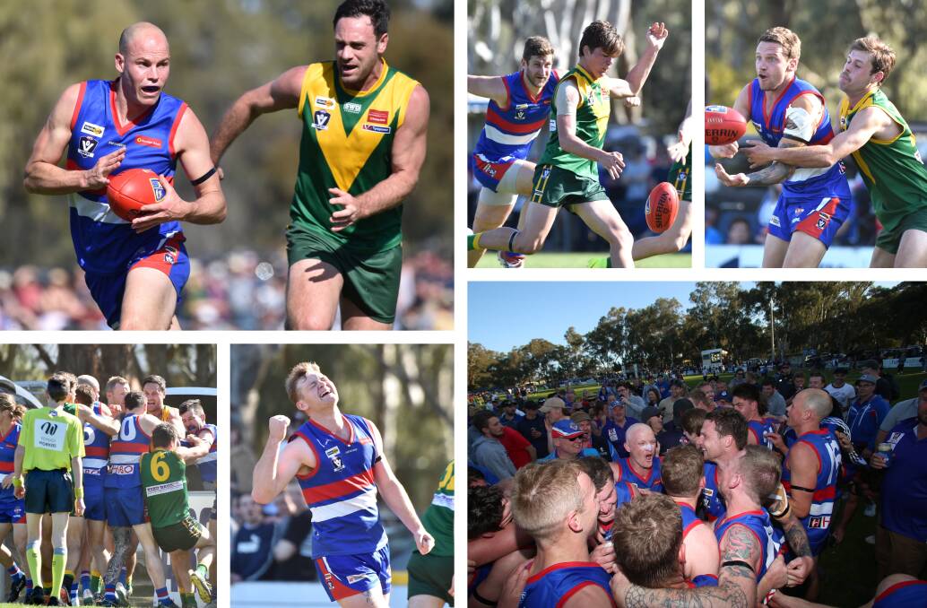 FLAG BATTLE: Action from Saturday's HDFNL grand final between North Bendigo and Colbinabbin at Huntly. Pictures: GLENN DANIELS
