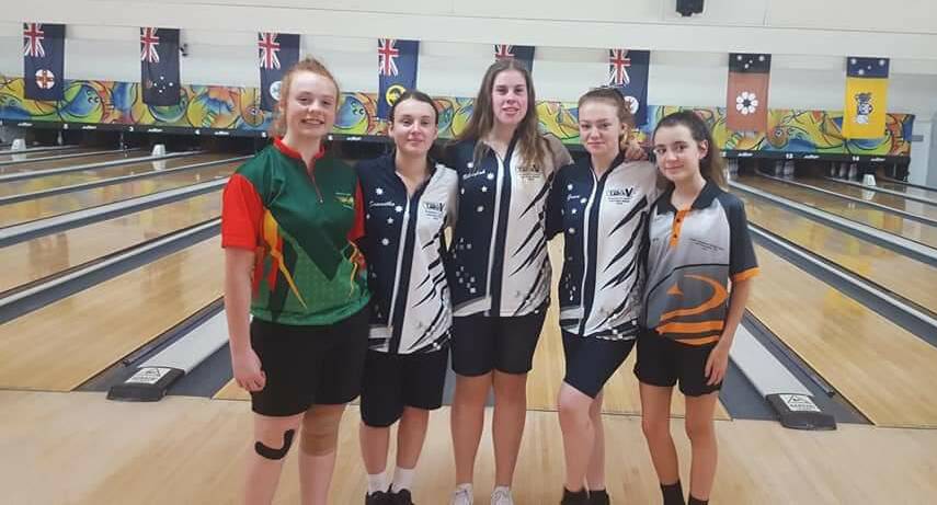 TALENT: Bendigo tenpin bowlers Megan Bramley, Samantha Bramley, Nikaylah Spofforth, Grace Fahy and Maddy Lefevre. Picture: CONTRIBUTED