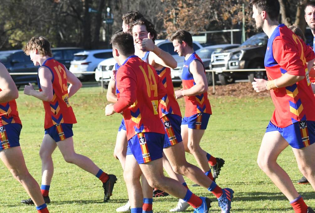 PACE-SETTERS: Marong's senior football team was one of five Panthers' sides to finish on top of ladders in the LVFNL this season. The Panthers won 128 home and away games as a club. Picture: LUKE WEST