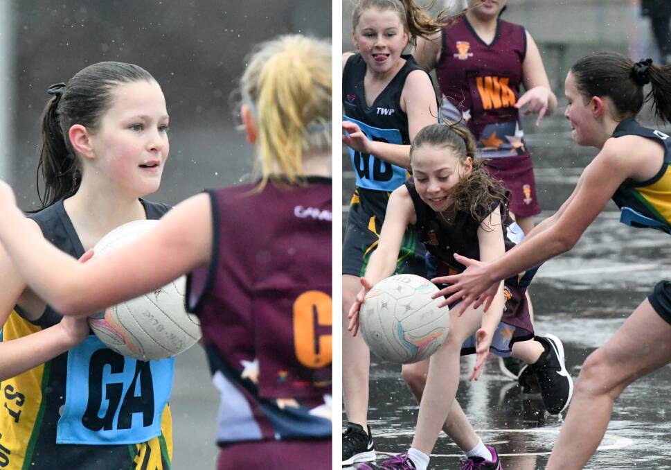 BACK ON COURT: The Golden City Netball Association returned on cold and wet day on Saturday. Pictures: NONI HYETT