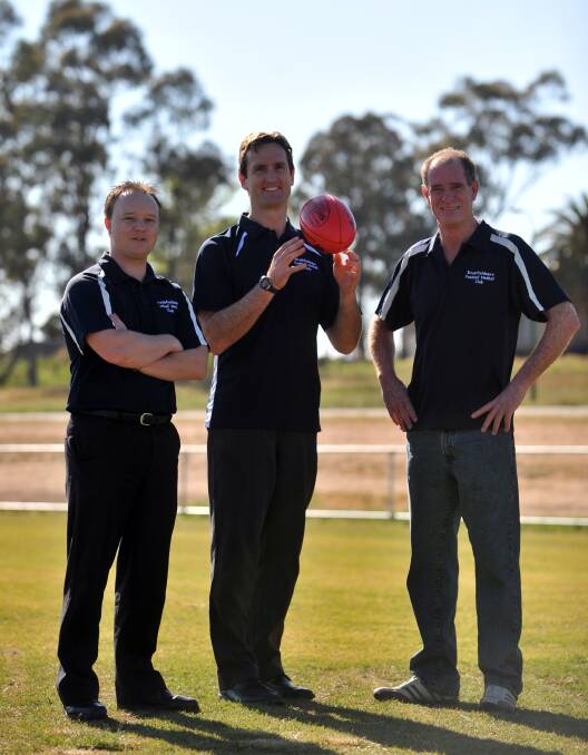 FLASHBACK: Strathfieldsaye's first treasurer Dave Hancock, coach Clint Whitsed and president Ray Patterson during the club's establishment phase in 2008.
