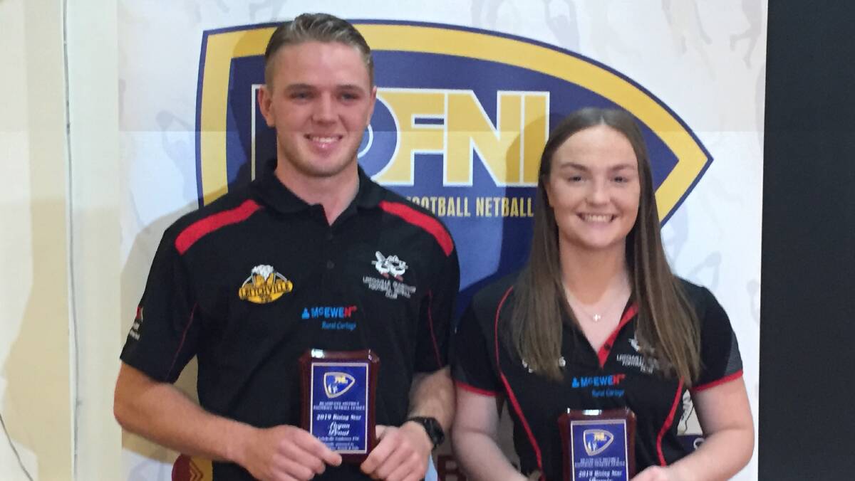 Leitchville-Gunbower clubmates Logan Prout and Bronte Gundry were the winners of the league's Rising Star awards.