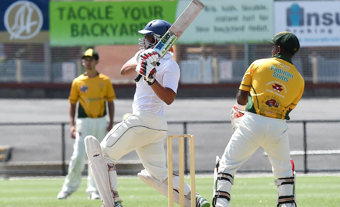 JOB DONE: Goulburn Murray's Manoj Vemula hits the winning runs on the second ball of the 26th over against Murray Valley.