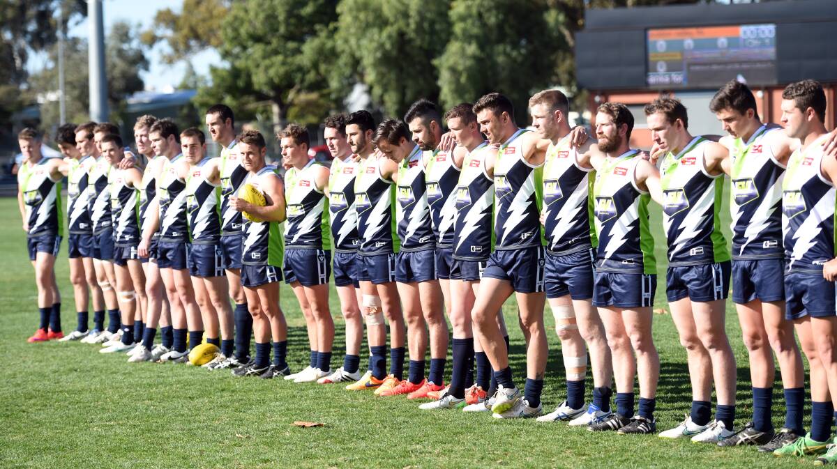LEAGUE PRIDE: Loddon Valley players line up for the national anthem before their 2015 inter-league game against Alberton at the QEO. Loddon Valley hasn't played inter-league in the two years since. Picture: GLENN DANIELS