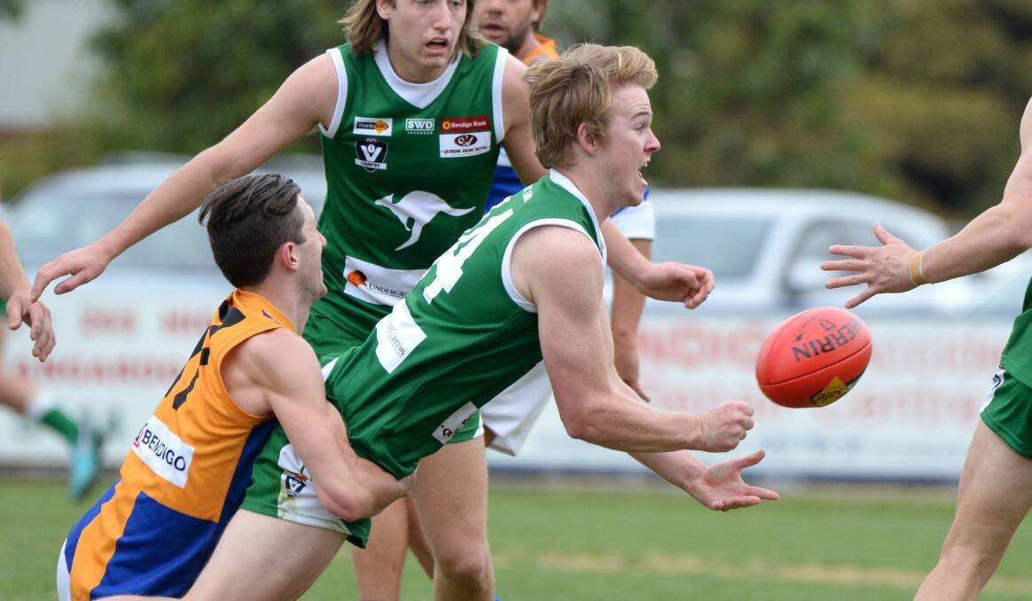 HOODOO: Kangaroo Flat midfielder Liam Collins was just four years-old the last time Kangaroo Flat beat Golden Square in the BFNL. Collins is now 22.