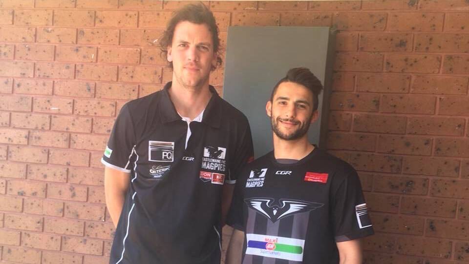 RECRUITS: New Castlemaine players Dylan Atkins and Fabian Brancatisano. The Magpies will be aiming to improve on their two wins of last year.