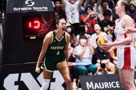 Alex Wilson lets out a show of emotion during Australia's win over Canada to secure a 3x3 berth at the Olympics. Picture by FIBA