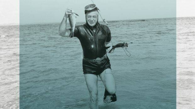 Sir Harold Holt spearfishing at Portsea, in Port Phillip Bay, Victoria shortly before his death.  Photo: Alan Lambert