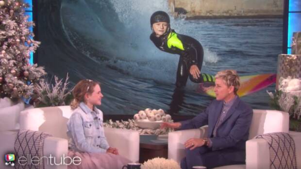 Sabre Norris, 11, won Ellen's heart after her appearance on The Ellen Show. Photo: YouTube
