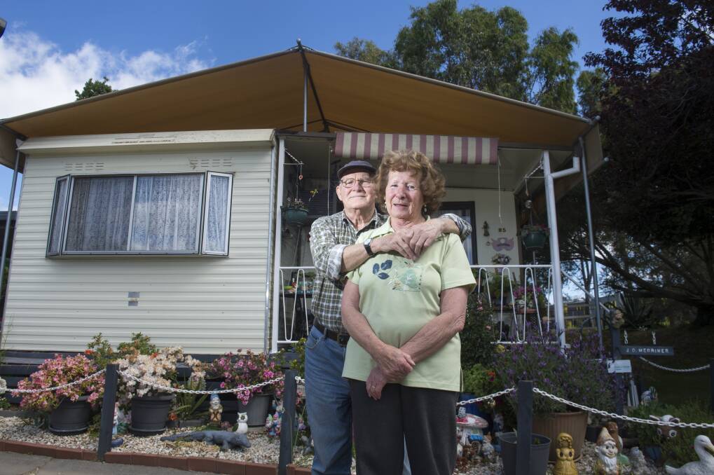 IN LIMBO: Jim and Denise Merriner are owners of one of the 95 caravans told they had until the end of next year to vacate. Picture: DARREN HOWE 