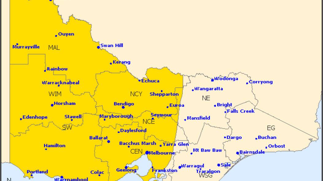 Severe weather warning for central Victoria