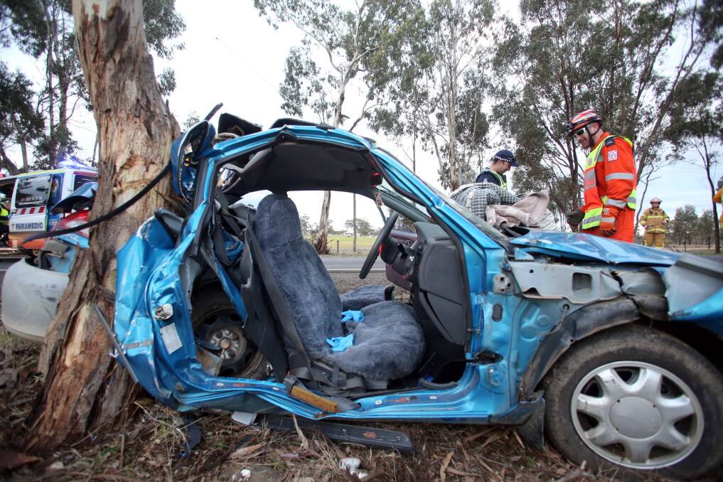 LUCKY ESCAPE: The driver suffered an ordeal after being trapped in her car for more than one hour but was lucky she and her 10-year-old passenger escaped with their lives. Pictures: GLENN DANIELS 