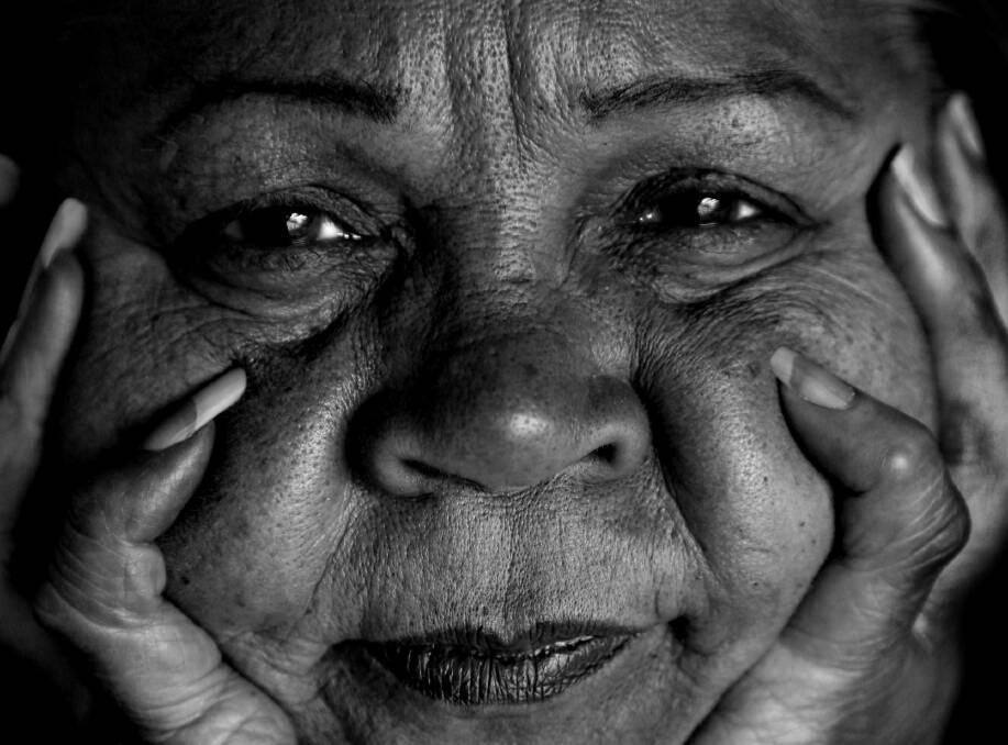 WISDOM: A section of the photo of Aunty Gayle Rankine taken by Belinda Mason for The Unfinished Business Exhibition currently travelling around the country.