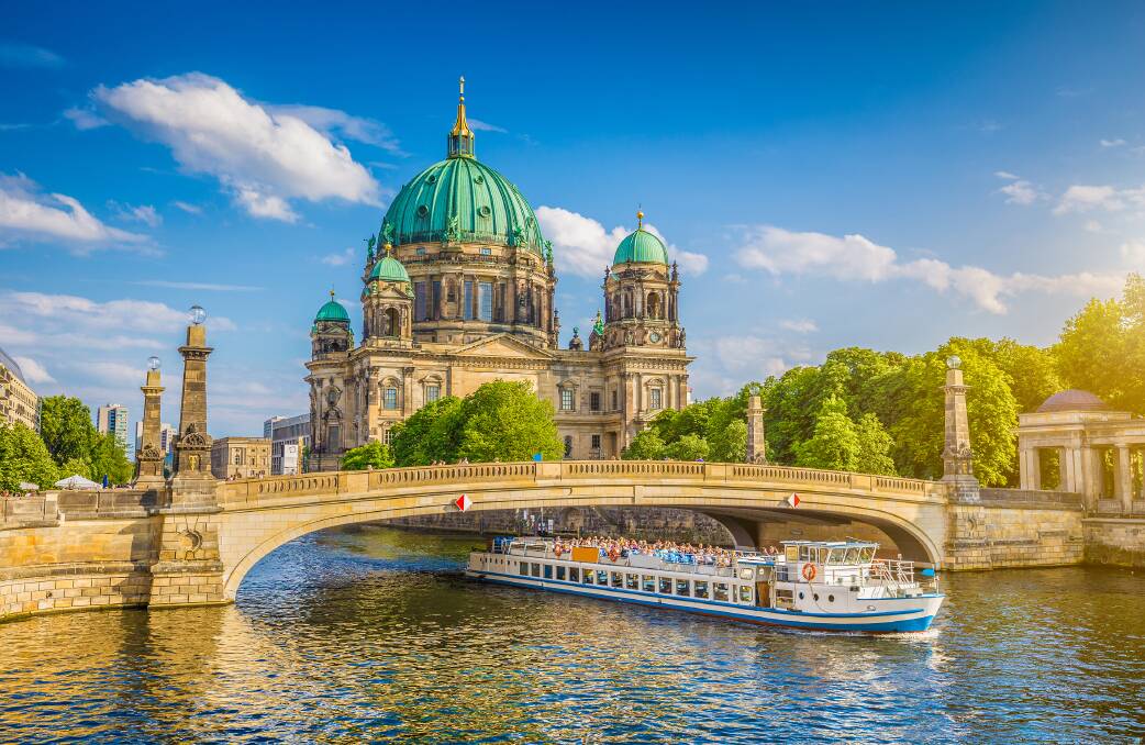 LIVING HISTORY: Berlin Cathedral at Museuminsel (Museum Island) on the shore of the Spree River.