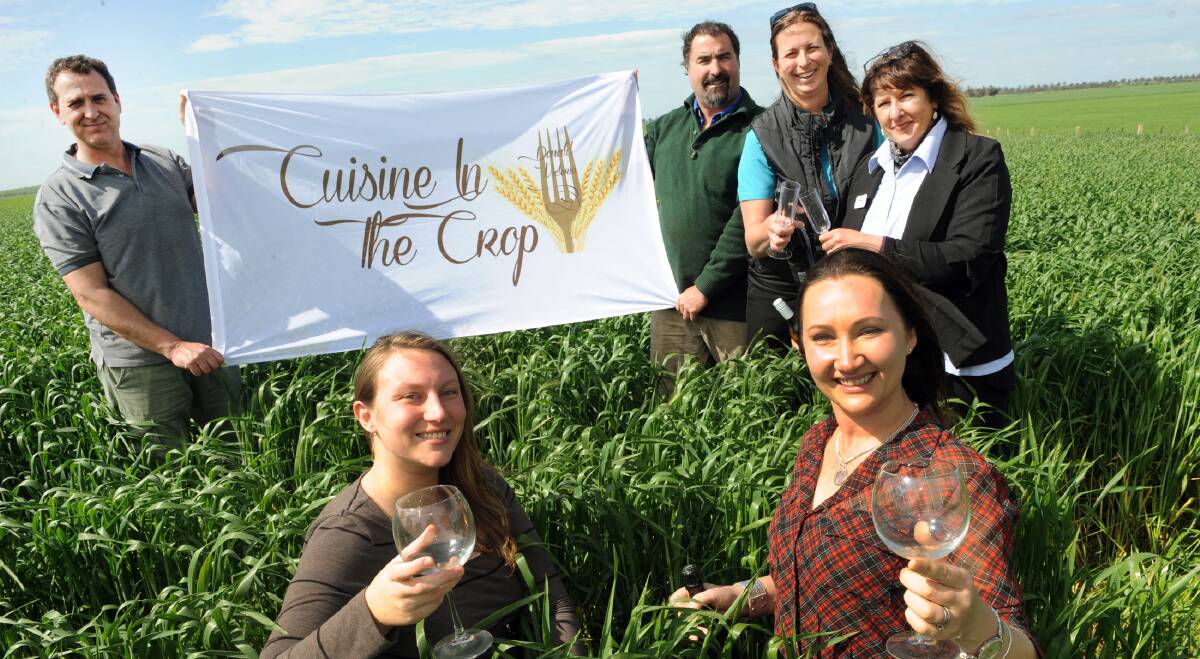 TIME FOR WINE: Cuisine in the Crop's Nathan Harris, Samantha Beckham, Adam Campbell, Kathy Campbell, Jen Rollinson and Sasha Harris.