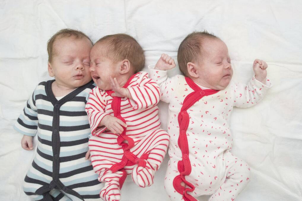 PICTURE PERFECT: Triplets Jamison, Matisse and Aubrey Higgins arrived on February 17, almost four months ahead of schedule. Picture: DARREN HOWE