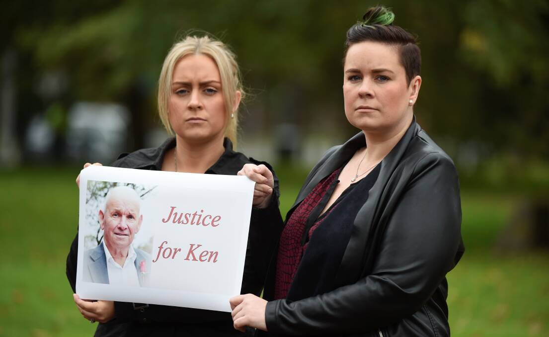 SHATTERED: Courtney Pearce and Leah Handford with the Ken Handford petition. Picture: Lachlan Bence​
