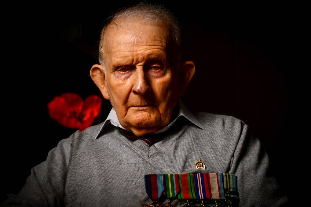 FOR HIS MATES: Norm Smart, 99, pauses to remember the people he served alongside in the Second World War. Picture: DARREN HOWE