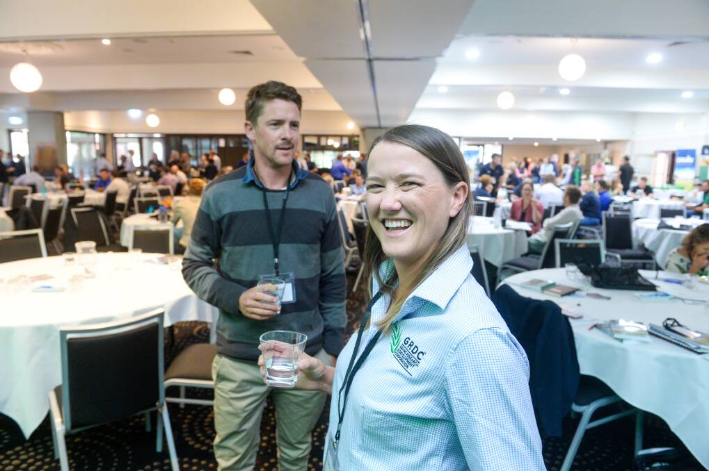 MEET AND GREET: Courntey Ramsey and Ed Hilsdon were among the delegates at the GRDC conference in Bendigo on Wednesday. Picture: DARREN HOWE