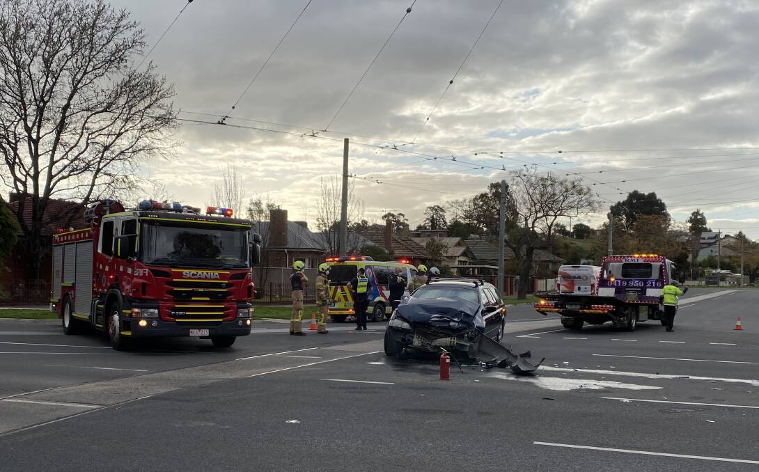 The cars collided at the intersection of Weeroona Avenue and Caledonia Street. Picture: CHRIS PEDLER