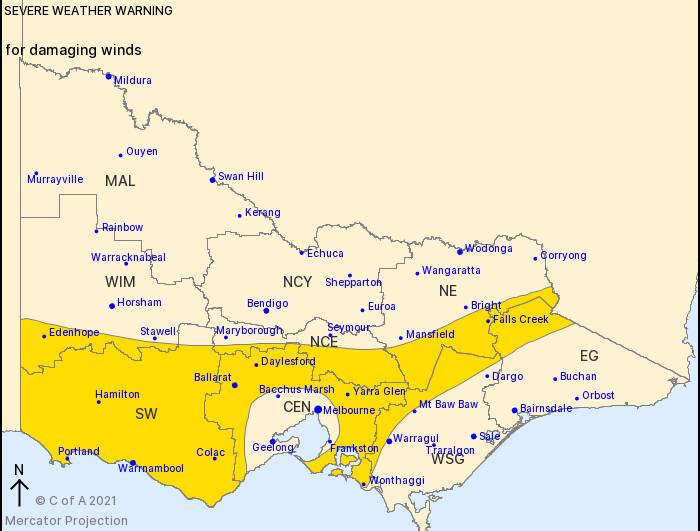 Wild winds are forecast from Monday afternoon. Image: BOM