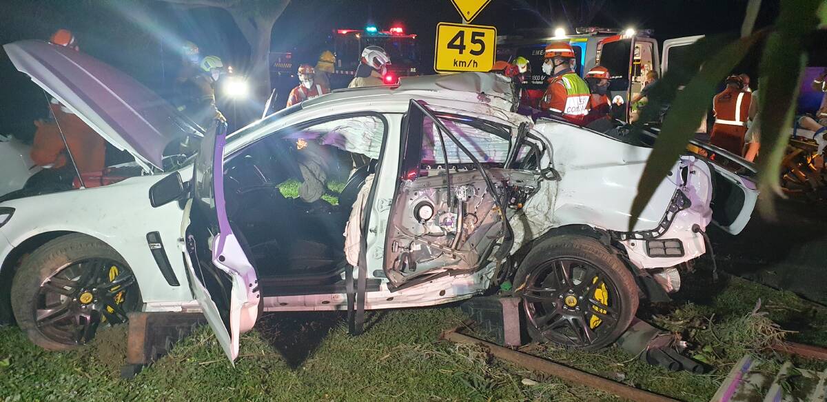 A back seat passenger was trapped in the car for 30 minutes after the crash. Picture: SUPPLIED