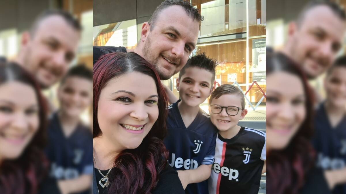 Crepaz family: Ellen, Peter, Toreno and Alessandro live in Port Macquarie. Alessandro is seven-years-old and has tested positive for COVID-19. Picture: Ellen Crepaz. 