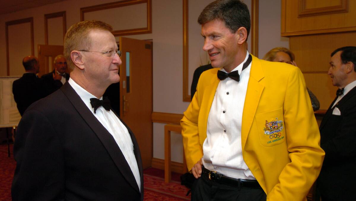 Australian Olympic Committee president John Coates and Gary Gullock at a "100 Days to Athens" Gala Olympic Dinner in Ballarat in 2004.