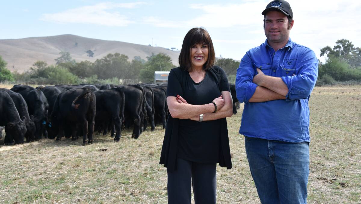 MISSING BULL: Kelly Angus owner Vicky Standish and livestock manager Patrick Joyce at Yea.