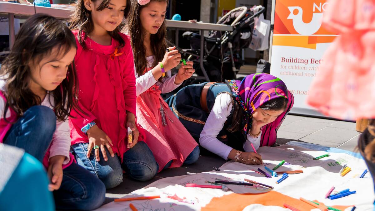 FUN: Muslim children celebrate cultural diversity at the annual Bendigo Festival of Cultures last March. Picture: SUPPLIED