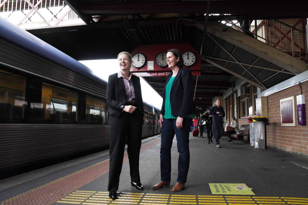 Nationals senator Bridget McKenzie with her former chief of staff, Gaelle Broad, on the campaign trail during the 2018 state election.