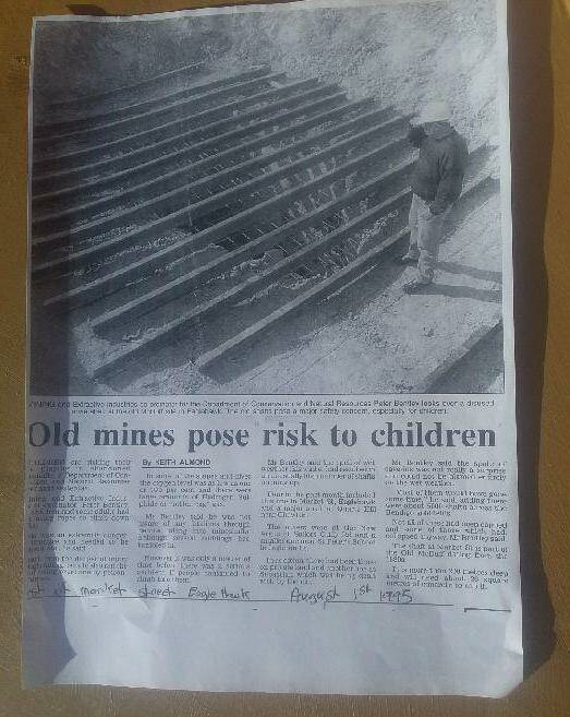 A 1995 Bendigo Advertiser article showing a mine cap being installed. Modern techniques are far more thorough than those of Rooney's day. Picture: SUPPLIED