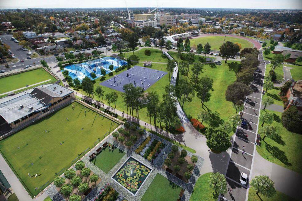 UP IN THE AIR: This 2014 artist's impression of the Barnard Street tennis courts could be served an ace if the Commonwealth Games shifts priorities. Picture: SUPPLIED