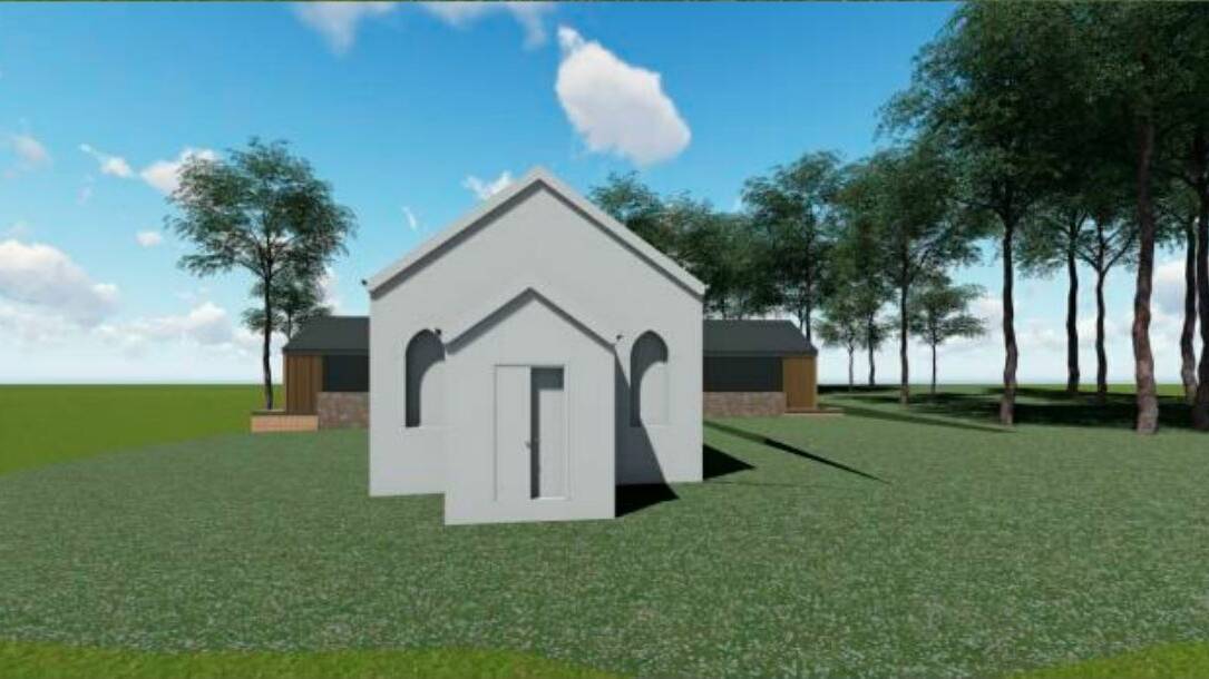 An impression of the way the new structures at the rear of the church would sit compared to the existing church, when viewed from the front of the property. Picture: SUPPLIED