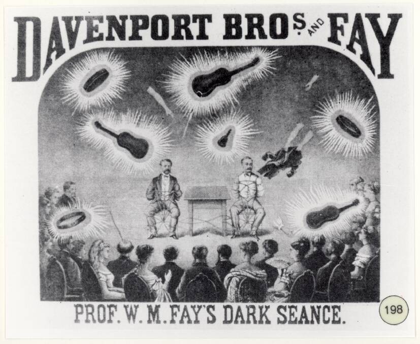 An Australian poster for US performers and spiritualists the Davenport Brothers, as well as medium WM Fay, who wowed audiences in the 19th century. Image: Courtesy of the STATE LIBRARY OF VICTORIA