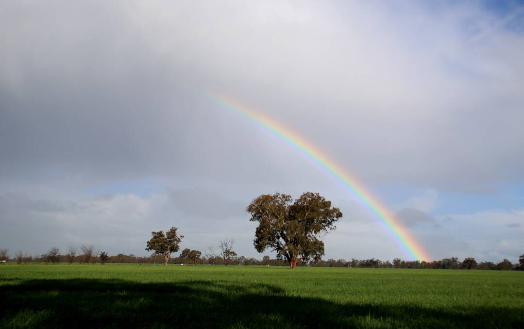 THE SUN'S COMING OUT: A rainbow appears after heavy autumn rain between Elmore and Rochester in 2016. Picture: GLENN DANIELS