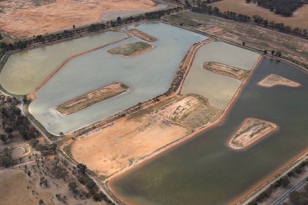 Some of the Woodvale evaporation ponds from the air. Picture: GLENN DANIELS