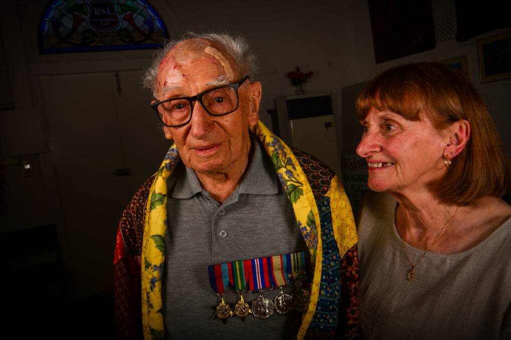 DEEPLY HONOURED: World War Two veteran Andrew Malloch at the party co-organised by daughter Margaret. Picture: DARREN HOWE