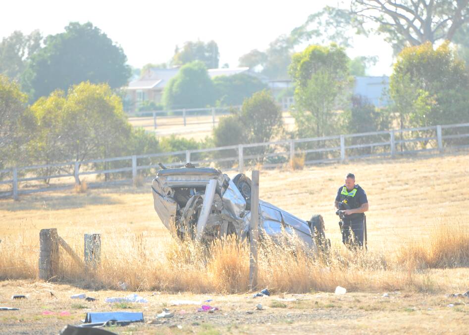 A fatal crash on Maldon Road, Castlemaine. Picture: TOM O'CALLAGHAN