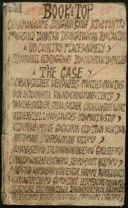 The front cover of a lovingly made book a man wrote in an asylum as he tried to clear his name. Picture: Courtesy of the STATE LIBRARY OF VICTORIA