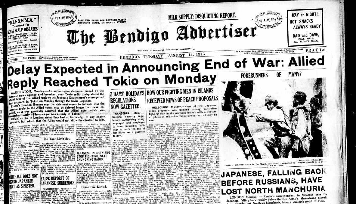 Bendigo 'went mad with joy' the day World War Two ended