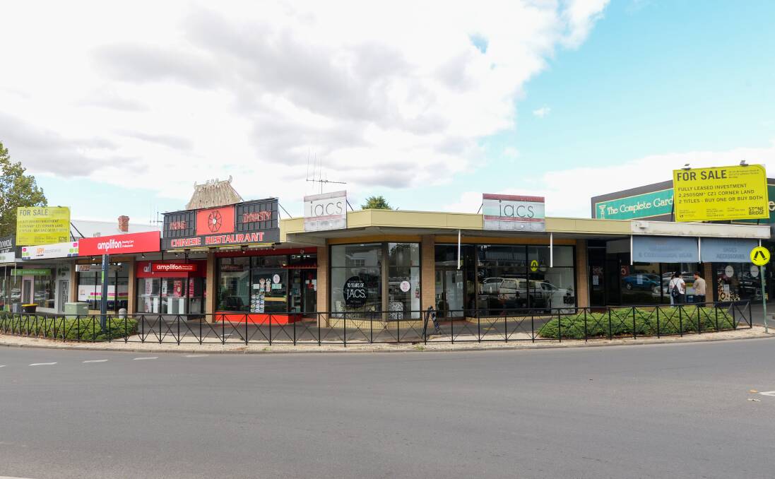 Several shop spaces have been offered for sale at the corner of Lyttelton Terrace and Williamson Street. Picture: DARREN HOWE