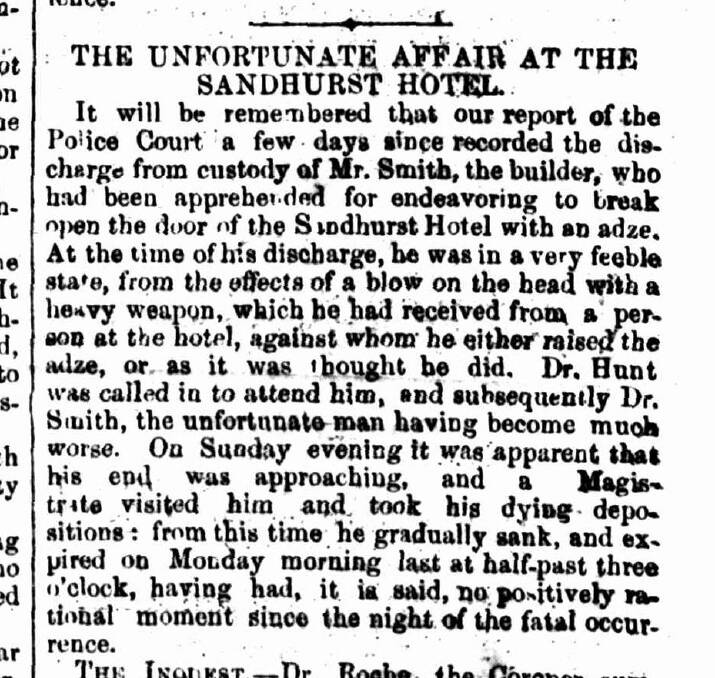 A Bendigo Advertiser story from May 6, 1856 revealing James Smith. Picture: COURTESY OF TROVE